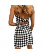 Sexy Women Mini Slim Dress Strappy Open Back Sleeveless Adjustable Strap Casual Beach Holiday Dress