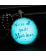 Brilliant Noctilucent Jewelry English Words Glowing Pendant Round Dome Cabochon Chain Retro Fashion Necklace for Female