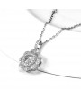 JURE Fashionable S925 Sterling Silver Pendant Rotatable Sparkle Zirconia Flower-shaped Pendant Necklace 18 Inch