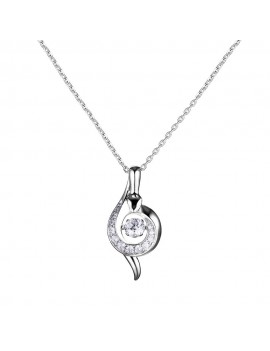 JURE Fashionable S925 Sterling Silver Pendant Rotatable Zirconia Sparkle Pendant Necklace 18 Inch