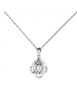 JURE Fashionable S925 Sterling Silver Pendant Rotatable Zirconia Sparkle Pendant Necklace 18 Inch
