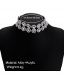 Fashion Multilayer Acrylic Crystal Hollow Flowers Necklace Choker Rhinestone Retro Short Collar Necklace Women Jewelry Gift Accessory