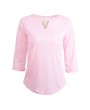Casual Metal Decoration V-Neck Half Sleeve Women's Solid Color T-Shirt