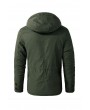 Khaki Fleece Inner Buttoned Pockets Men's Hooded Jacket