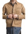 Khaki Button-up Flap Pocket Men's Vintage Jacket