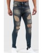 Men Zipped Ankles Distressed Skinny Jeans
