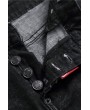 Black Button Fly Slim-fit Distressed Men's Jeans