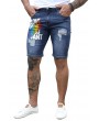Blue Love Who You Want Print Men's Ripped Short Jeans