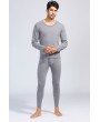 Gray Men's Plus Velvet Thick Thermal Underwear Suit