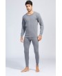 Dark Grey Men's Basic Round Neck Thermal Underwear Set