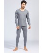 Dark Grey Men's Basic Round Neck Thermal Underwear Set
