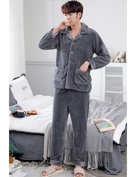 Grey Flannel Waffle Pajamas Set
