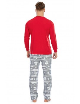 Men Red And Grey Color Xmas Loungwear Set