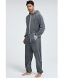 Grey Men Fleece Jumpsuit Loungewear