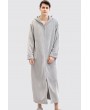 Grey Men's Flannel Zip Hooded Nightgown