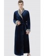 Grey Men Contrast Trim Fleece Robe Nightgown