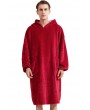 Grey Fleece Hooded Men's Nightgown with Pockets