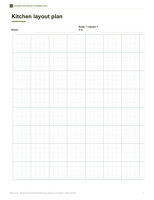 Preview of Printable Kitchen Layout Grid